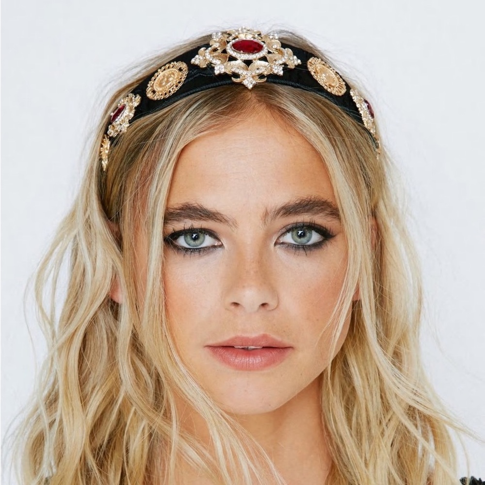 Last One! NASTY GAL Jewel Embellished Detail Headband black NEW
